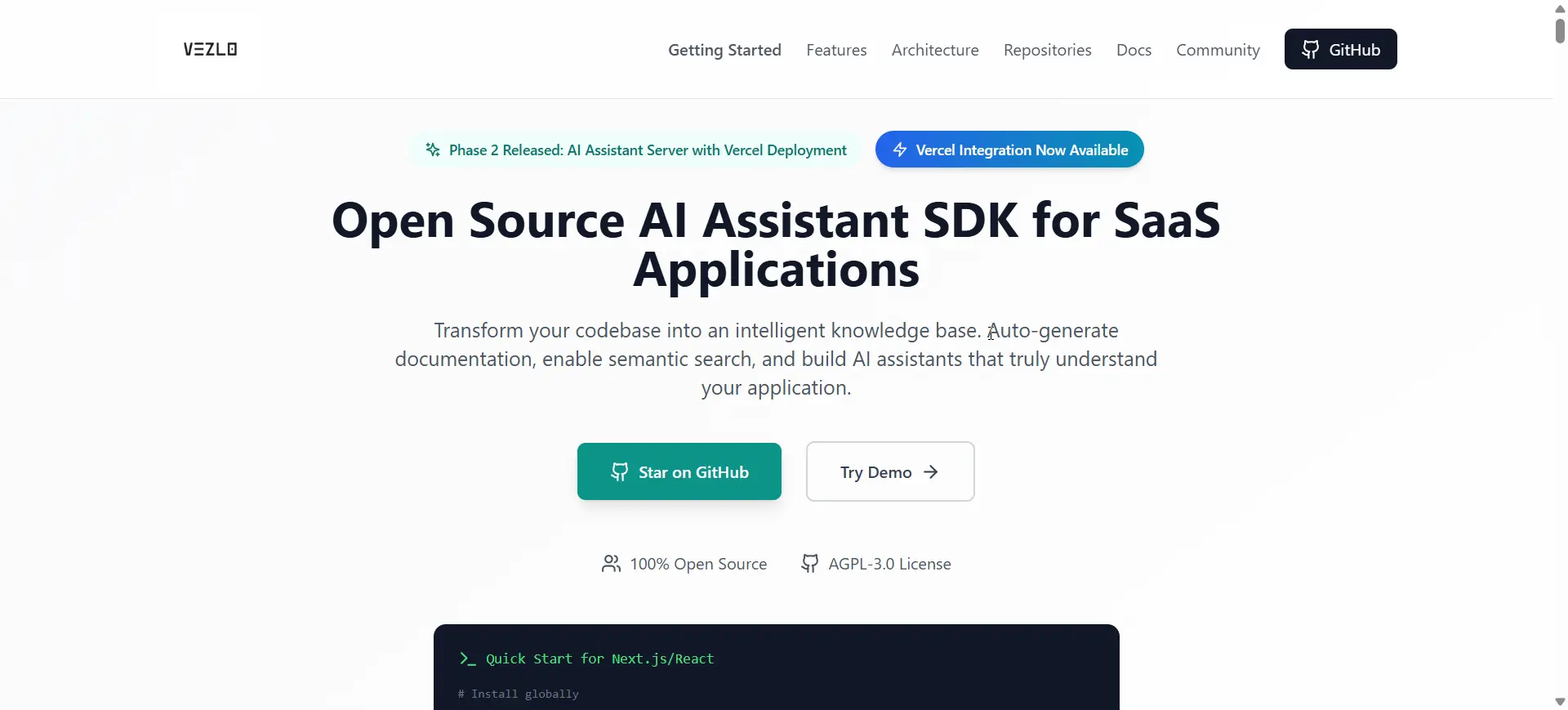 Vezlo Open source AI SDK